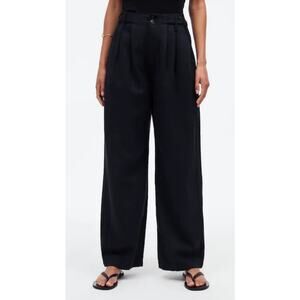 NWT Madewell The Petite Harlow Wide Leg Pant Trouser in True Black Casual 2P